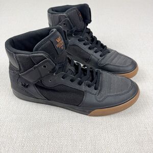 Supra Vaider X Shoes Mens 11.5 PALACE Black Cowhide High Top Gum 0844-023-M